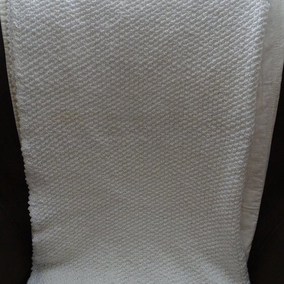 Hand Crafted Other - White Hand Knitted Crochet Baby Blanket